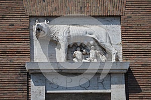 The Capitoline wolf suckling Romulus and Remus.