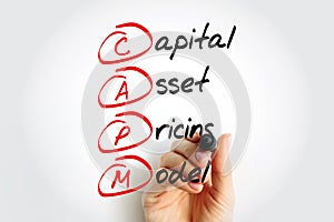 CAPM - Capital Asset Pricing Model acronym, business concept background photo