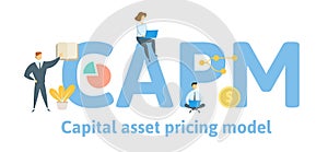 CAPM, Capital Asset Pricing Model. Concept with keywords, letters and icons. Flat vector illustration. Isolated on white