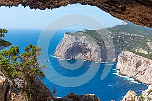 Capo Caccia cliff seen from Vasi Rotti cave