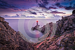 Capo Ferro lighthouse in Sardinia, Italy