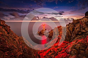 Capo Ferro lighthouse in Sardinia, Italy