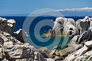 Capo Testa in Sardinia, Sardinia island , sardinian landscape, Italy, crystal sea