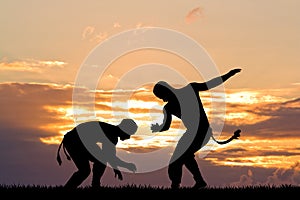Capoeira dance at sunset