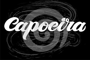 Capoeira lettering and sillouettes of capoeirists, no background. For designing capoeira promo, logo, banner, poster, website, inv photo