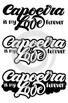 Capoeira lettering and sillouettes of capoeirists, no background. For designing capoeira promo, logo, banner, poster, website, inv photo