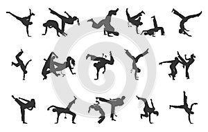 Capoeira silhouettes, Capoeira training silhouette, Brazil capoeira fighting silhouette