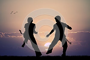 Capoeira at sunset