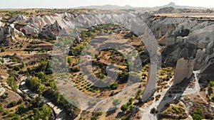 Cappadocia aerial drone view to Love Valley Goreme Turkey