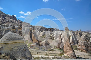 Cappadocia fairy chimneys in the canyon in Turkey