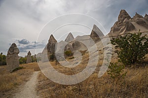 Cappadocia, gorge Baydere, Turkey: Fabulous and unusual landscapes of rock mountains near Love Valley