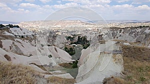 Cappadocia, Kapadokya, Goreme panorama view. Turkey, Cappadokia, Goreme. Air balloons area.