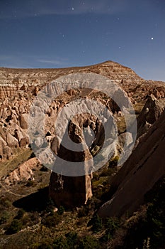 Cappadocia landscape at night