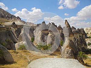 Cappadocia landscape, sandstone rocks in Turkey photo