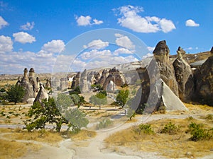 Cappadocia landscape, sandstone rocks in Turkey photo