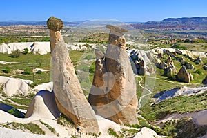 Cappadocia landscape with twin Fairy Chimneys Turkey