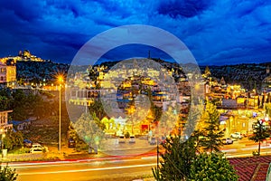 Cappadocia. Night view of Goreme village in the national park