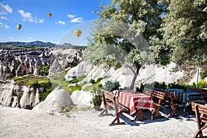 Cappadocia restaurant and balloons