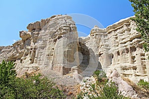 Cappadocia, Rock formation at the end of the Zemi valley between Gereme and Uchisar. Cappadocia, Turkey.