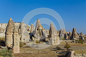 Cappadocia rock formations and caves in Goreme, Turkey