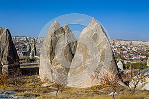 Cappadocia rock formations and caves in Goreme, Turkey