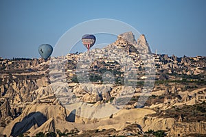 Cappadocia, Turkey, Uchisar, hot air balloons, adventure, fairy, landscape, natural wonders, valley, nature, aerial view