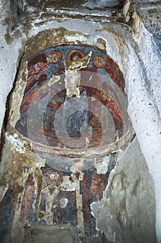 Cappadocia, Turkey - October 13, 2019:The cave church Bezirhane at Belis?rma in Cappadocia, Turkey.