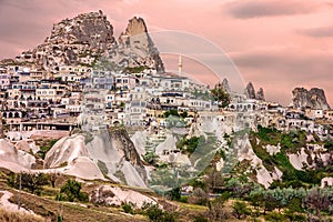 Cappadocia, Turkey. Turkish fortress Uchisar, landscape