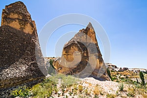 Cappadocia view with two fairy chimneys