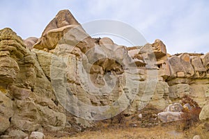 Cappadokia rock towers and cave houses in Love Valley