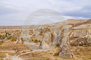 Cappadokia rock towers and cave houses in Love Valley