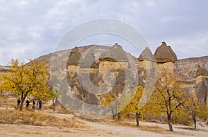 Cappadokia rock towers and cave houses in Love Valley