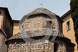 Cappella di santa croce. Upper town of Bergamo, Italy