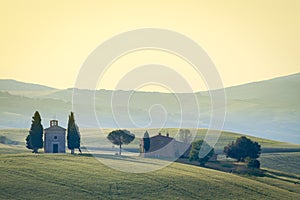 Cappella di Vitaleta, Val d'Orcia, Tuscany, Italy