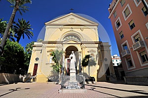 Cappuccini yellow church facade, San Remo, Liguria, Italy photo