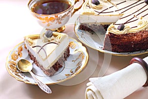 Cappuccino cake with chocolate biscuit