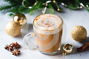 Cappuccino with cinnamon hot Christmas drink