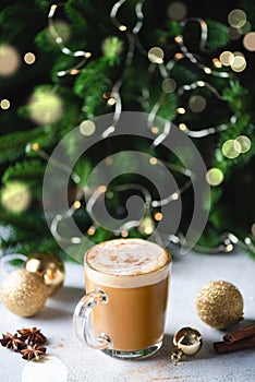 Cappuccino with cinnamon hot Christmas drink