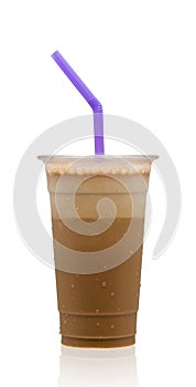 Cappuccino frappe isolated on white background with clipping path included