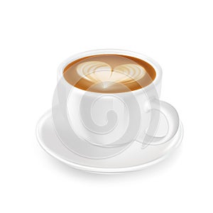 Cappuccino with froth, decorated with heart of milk