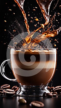 cappuccino latte macchiato splash high speed photograhic drink macro shot