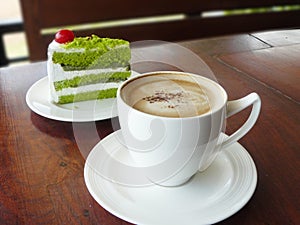 Cappuccino and layer green tea cake