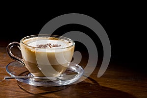 Cappuccino on wood table