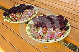 Caprese salad with betterave