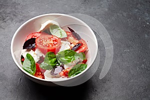 Caprese salad with fresh tomatoes, basil and mozzarella cheese