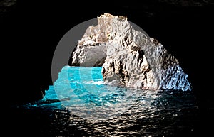 The Green Grotto, Grotta Verde, on the coast of the island of Capri in the Bay of Naples, Italy.