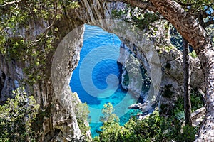 Capri Italy, island in a beautiful summer day, with faraglioni r