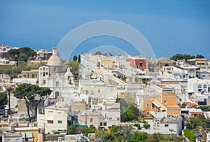 Capri, Naples, Italy. Views of the village of Anacapri from the chairlift