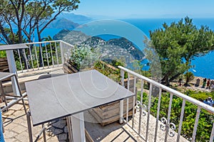 Capri viewed from the balcony at Monte Solaro, Italy photo