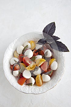 Caprice Salad in a white plate photo